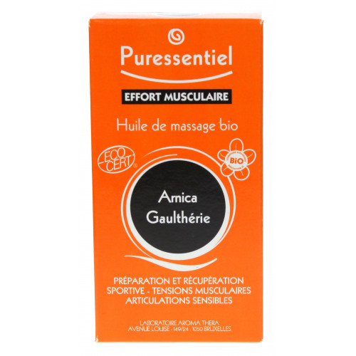 PURESSENTIEL Huile Massage Bio 100mL - Soulage Tensions Musculaires
