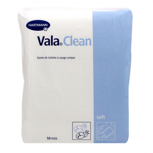 Vala Clean Gants de Toilette à Usage Unique 50 Pièces