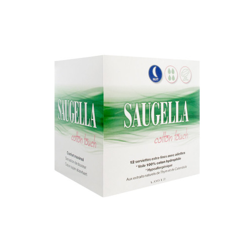 Saugella Cotton Touch Nuit 12 Serviettes Extra-Fines