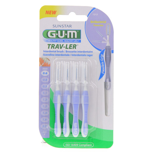 GUM Proxabrush Trav-ler brossette interdentaire 0.6 mm 6 Brossettes-10822