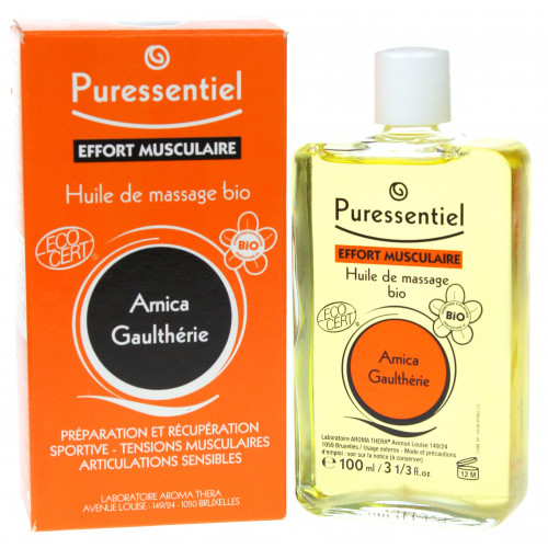 PURESSENTIEL Huile Massage Bio 100mL - Soulage Tensions Musculaires