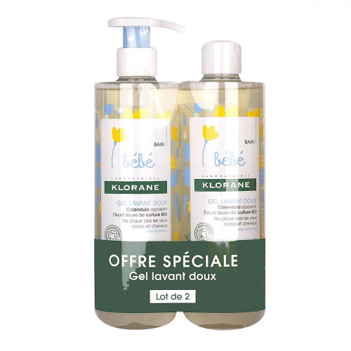 KLORANE Gel lavant doux bébé 2x500ml-12113 KLORANE Gel lavant doux bébé 2x500ml-12113