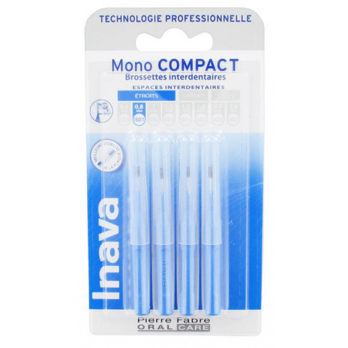 INAVA Mono Compact 0,8 mm ISO1 4 Brossettes Interdentaires-12276 INAVA Mono Compact 0,8 mm ISO1 4 Brossettes Interdentaires-12276