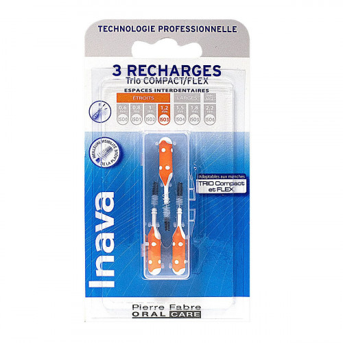INAVA 3 brossettes interdentaires recharges 3 Trio Compact/Flex-12533 INAVA 3 brossettes interdentaires recharges 3 Trio Compact/Flex-12533