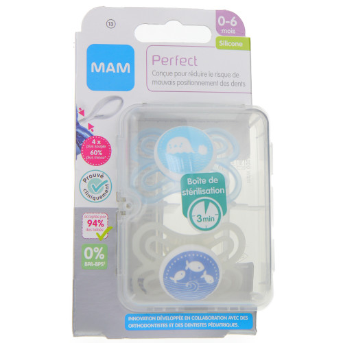 MAM PERFECT Sucettes 0-6 mois 2 unités - Confort optimal Pharma360