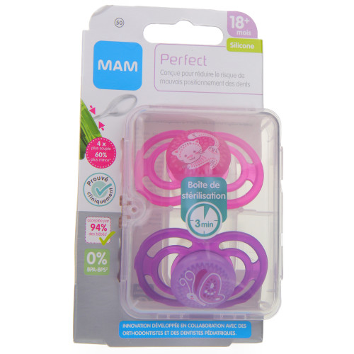 MAM Sucettes Perfect 18+ Silicone 2 Unités Parapharmacie