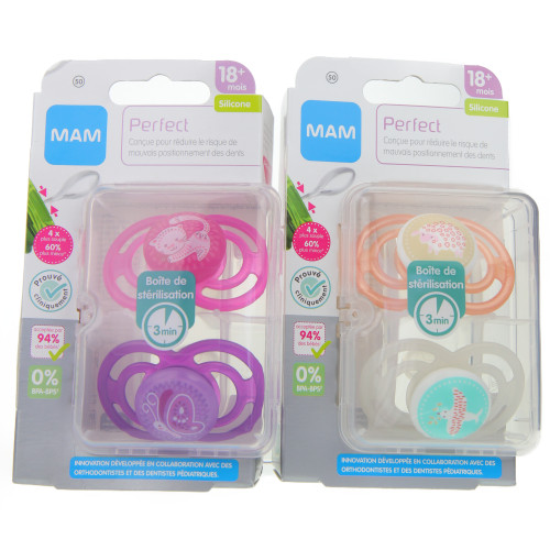 MAM Sucettes Perfect 18+ Silicone 2 Unités Parapharmacie