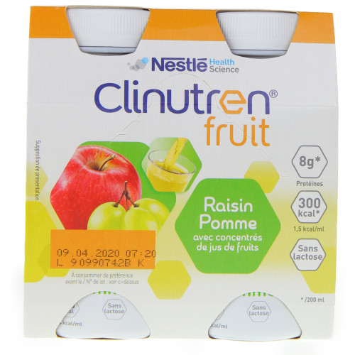 NestléHealthScience CLINUTREN FRUIT Nutrim pomme raisin 4/200ml-13127