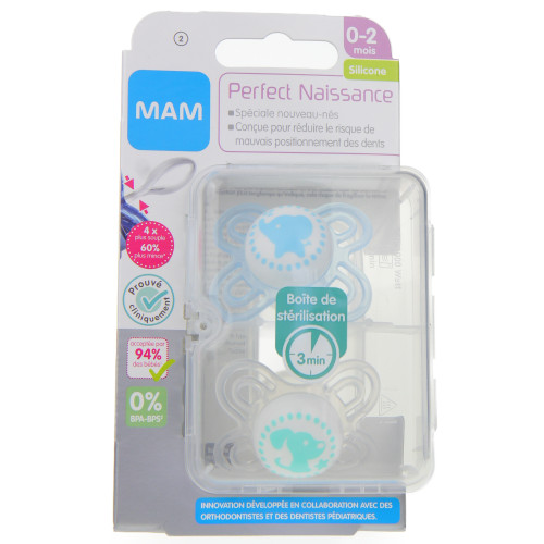 MAM Sucettes PERFECT Naissance 0-2 mois Boîte de 2-13230 MAM Sucettes PERFECT Naissance 0-2 mois Boîte de 2-13230