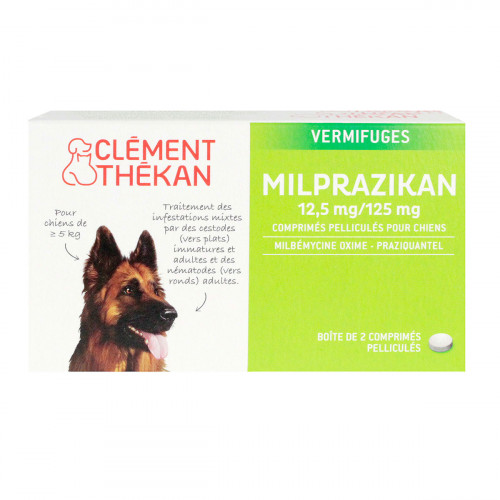 CLEMENT THEKAN 2 comprimés Milprazikan chiens 5kg+-13706 CLEMENT THEKAN 2 comprimés Milprazikan chiens 5kg+-13706