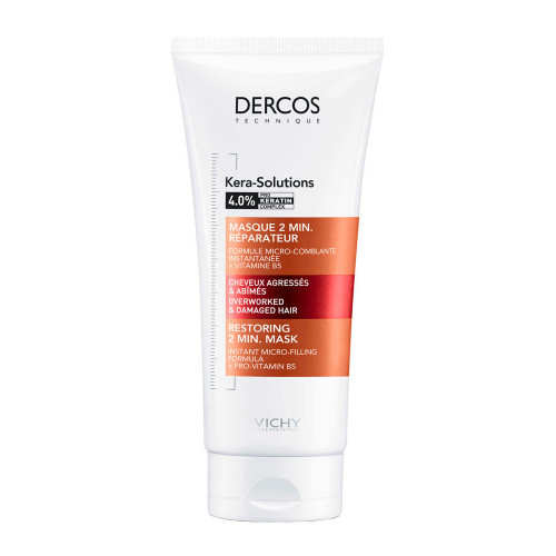 VICHY Dercos Kera Solutions Masque 2 Min. Réparateur Cheveux Agressés et Abîmés 200 ml-13853