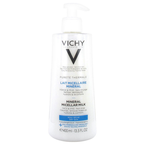 VICHY Pureté Thermale Lait Micellaire Minéral Peau Sèche 400 ml-13952