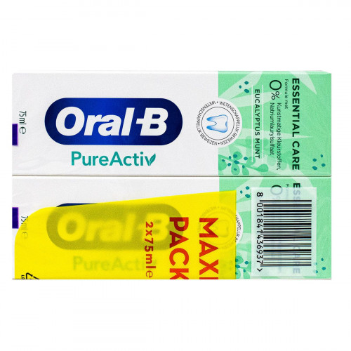 ORAL B PureActiv 2 dentifrice soin essentiel 2 x 75ml-14055 ORAL B PureActiv 2 dentifrice soin essentiel 2 x 75ml-14055