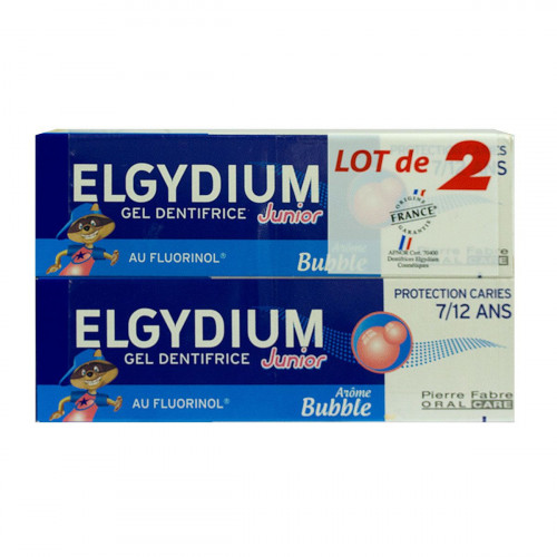 ELGYDIUM Dentifrice Junior 7/12 ans Bubble 2x50ml-14273 ELGYDIUM Dentifrice Junior 7/12 ans Bubble 2x50ml-14273