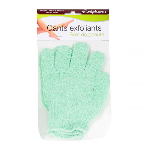 ESTIPHARM 2 gants exfoliants 100% polyamide  blanc  rose  vert  violet  bleu-14298