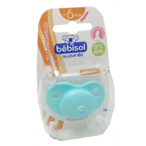 BEBISOL Sucette silicone dental - 6 MOIS  bleu-14311