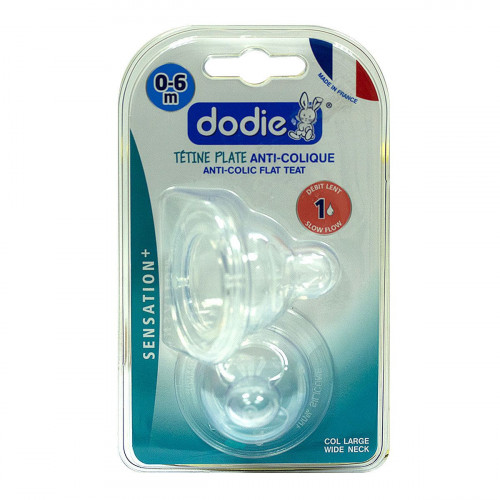 Dodie Sensation+ 2 Tétines Plate Col Large 0-6 Mois Débit 1 Lent