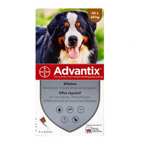 BAYER ADVANTIX Très grand chien +40 kg 4 pipettes-14709 BAYER ADVANTIX Très grand chien +40 kg 4 pipettes-14709