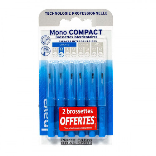 INAVA Mono compact 6 brossettes interdentaires ISO 1-15058 INAVA Mono compact 6 brossettes interdentaires ISO 1-15058