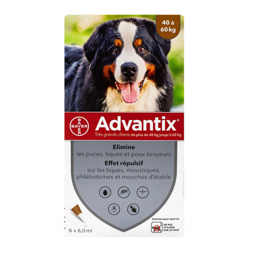 BAYER ADVANTIX Très grand chien +40 kg 6 pipettes-15211 BAYER ADVANTIX Très grand chien +40 kg 6 pipettes-15211