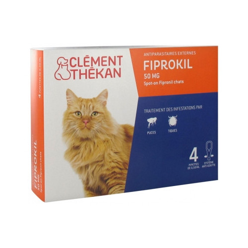 CLEMENT THEKAN Fiprokil 50 mg Chat 4 Pipettes-15376