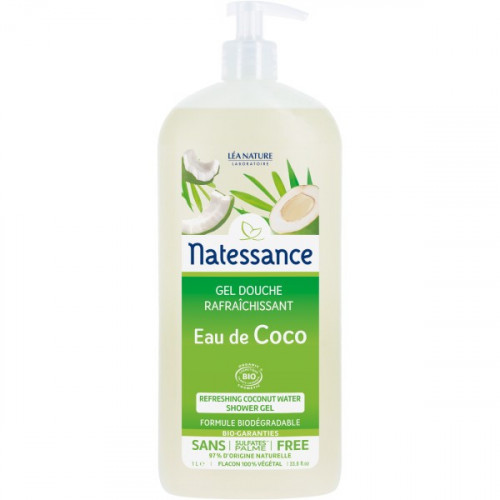 NATESSANCE Gel douche rafraîchissant eau de coco 1L-15724 NATESSANCE Gel douche rafraîchissant eau de coco 1L-15724