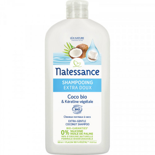 NATESSANCE Shampooing Extra-Doux Coco Bio et Kératine végétale 500ml-15755