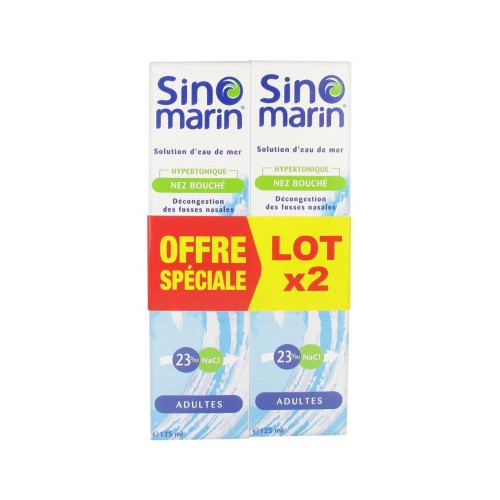 SINOMARIN Solution d'Eau de Mer Nez Bouché Adultes Lot de 2 x 125 ml-15796