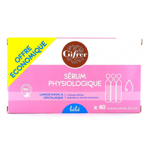 GIFRER Sérum Physiologique 40 Unidoses - Lavage nasal et oculaire