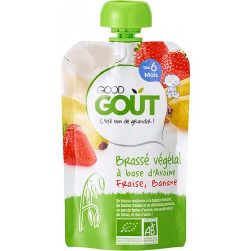 GOOD GOUT Brassé Végétal Avoine Fraise Banane dès 6 Mois Bio 90 g-16331 GOOD GOUT Brassé Végétal Avoine Fraise Banane dès 6 Mois Bio 90 g-16331