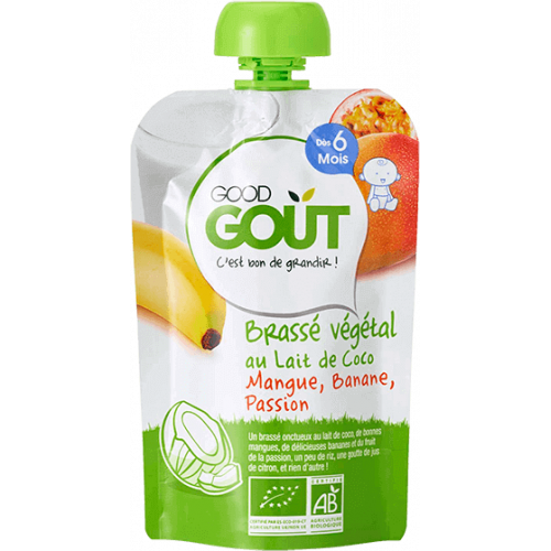 GOOD GOUT Brassé Végétal Lait de Coco Mangue Banane Passion dès 6 Mois Bio 90 g-16335 GOOD GOUT Brassé Végétal Lait de Coco Mangue Banane Passion dès 6 Mois Bio 90 g-16335