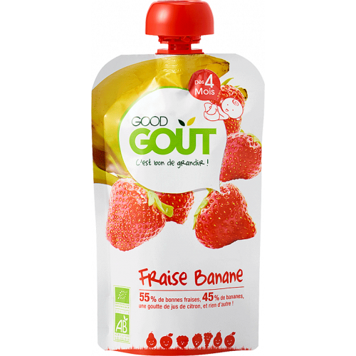GOOD GOUT Fraise Banane dès 4 Mois Bio 120 g-16349 GOOD GOUT Fraise Banane dès 4 Mois Bio 120 g-16349