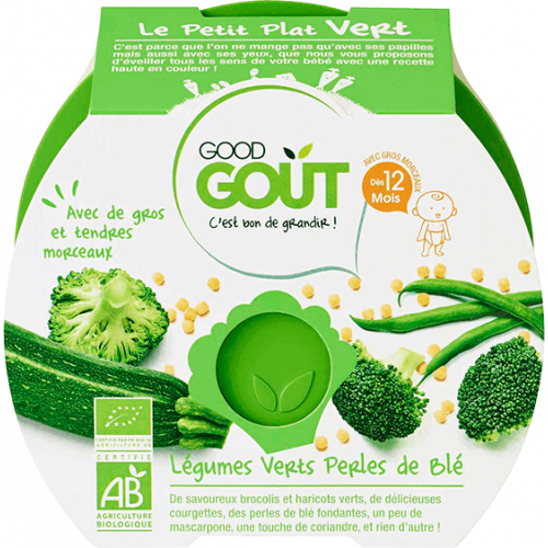 GOOD GOUT Le Petit Plat Vert Légumes Verts Perles de Blé dès 12 Mois Bio 220 g-16357