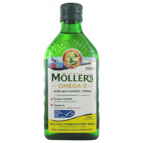 MOLLER'S Moller's huile de foie de morue citron 250ml-16399 MOLLER'S Moller's huile de foie de morue citron 250ml-16399