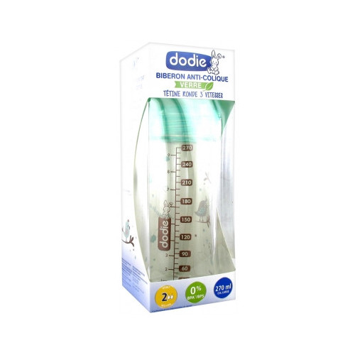 BIBERON ANTI COLIQUE DEBIT 2 TETINE PLATE 0-6 MOIS 270ML DODIE