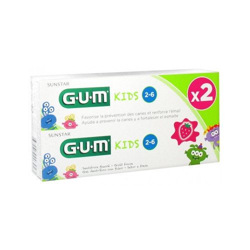 GUM Kids Dentifrice Fluoré 2-6 Ans Lot de 2 x 50 ml-16624