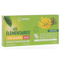 UPSA Pastilles sans sucre Maux de gorge aigus Les Elémentaires UPSA - boîte de 20 pastilles-16794