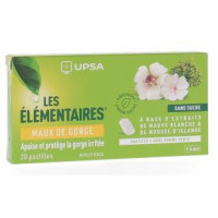 UPSA Pastilles sans sucre Maux de gorge goût pomme verte Les Elémentaires UPSA - boîte de 20 pastilles-16795
