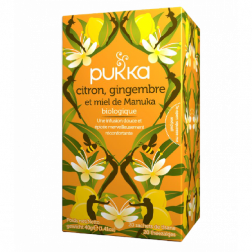PUKKA Thé Citron Gingembre et Miel de Manuka Bio, 20 sachets-16873 PUKKA Thé Citron Gingembre et Miel de Manuka Bio, 20 sachets-16873