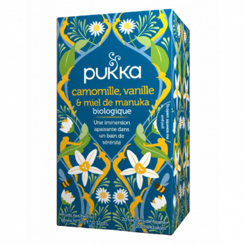 PUKKA Thé Camomille Vanille et Miel de Manuka, 20 sachets-16875 PUKKA Thé Camomille Vanille et Miel de Manuka, 20 sachets-16875