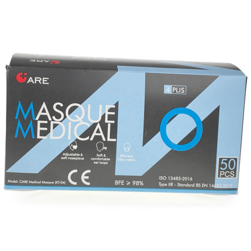 Masque Noir 50 Unités - Protection Respiratoire Fiable 3 Couches