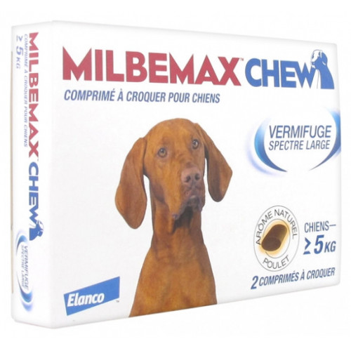 ELANCO Milbemax Chew Vermifuge Spectre Large Pour Chiens de + 5 kg 2 Comprimés-16933