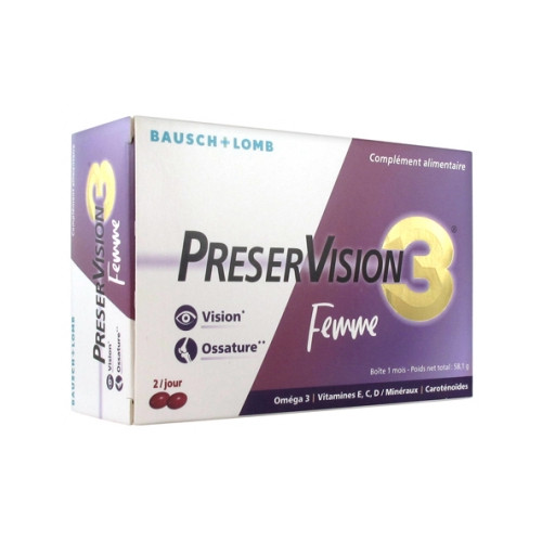 BAUSCH & LOMB PreserVision 3 Femme 60 Capsules-17003 BAUSCH & LOMB PreserVision 3 Femme 60 Capsules-17003