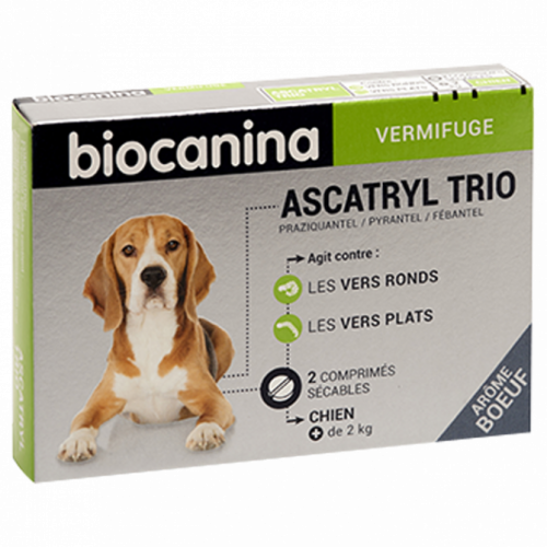 BIOCANINA Ascatryl Trio - Vermifuge Chien 2 comprimés-17549 BIOCANINA Ascatryl Trio - Vermifuge Chien 2 comprimés-17549
