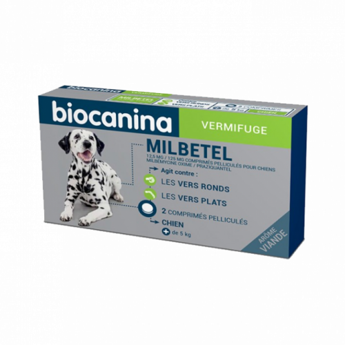 BIOCANINA Milbetel 12,5 mg/125 mg pour Chiens 2 comprimés pelliculés-17560