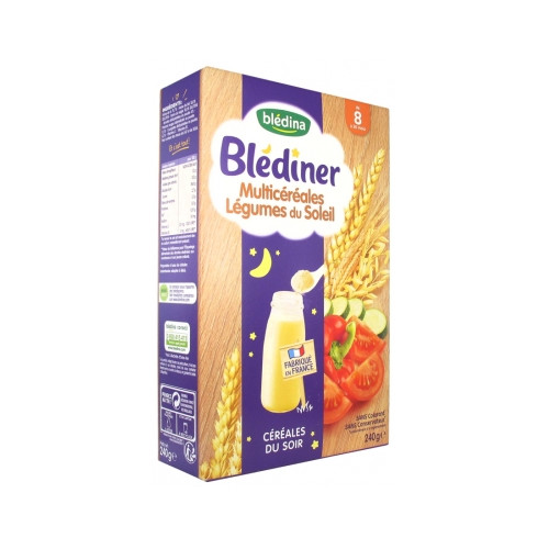 BLEDINA Blédîner Céréales du Soir Multicéréales Légumes du Soleil de 8 à 36 Mois 240 g-17777