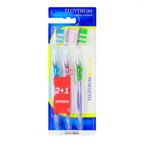 ELGYDIUM 2 + 1 brosses à dents inter-actives Souple-17793 ELGYDIUM 2 + 1 brosses à dents inter-actives Souple-17793