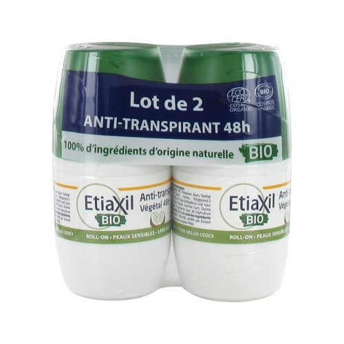 ETIAXIL Déodorant Anti-Transpirant Végétal 48h Roll-On Bio Lot de 2 x 50 ml-17800