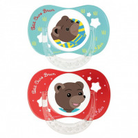 LUC ET LEA Sucettes Anatomiques +18 mois, Lot de 2 Sucettes Petit Ours Brun-17943