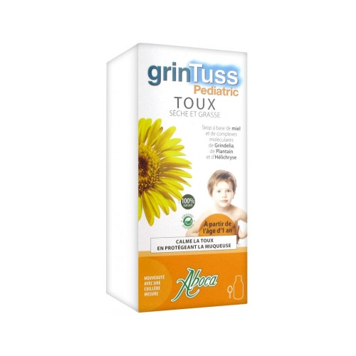 Pharma360 - Aboca GrinTuss Sirop Enfants 210g - Soulage Toux Sèche et Grasse